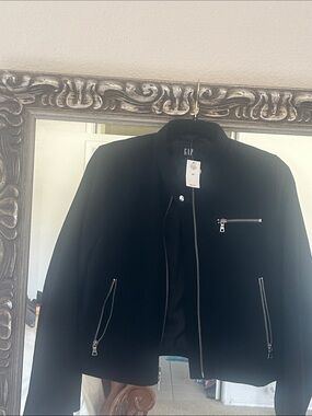 GAP Black Women's Bomber Jacket with Silver Zippers